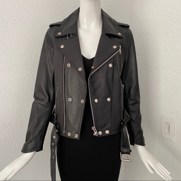 BALLIN Double breasted moto Leather Jacket